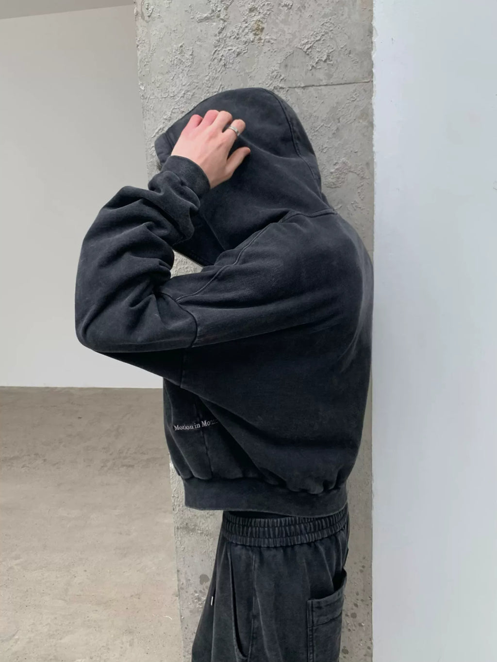 Enzyme-Washed Cropped Zip Hoodie