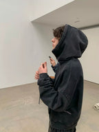 Enzyme-Washed Cropped Zip Hoodie