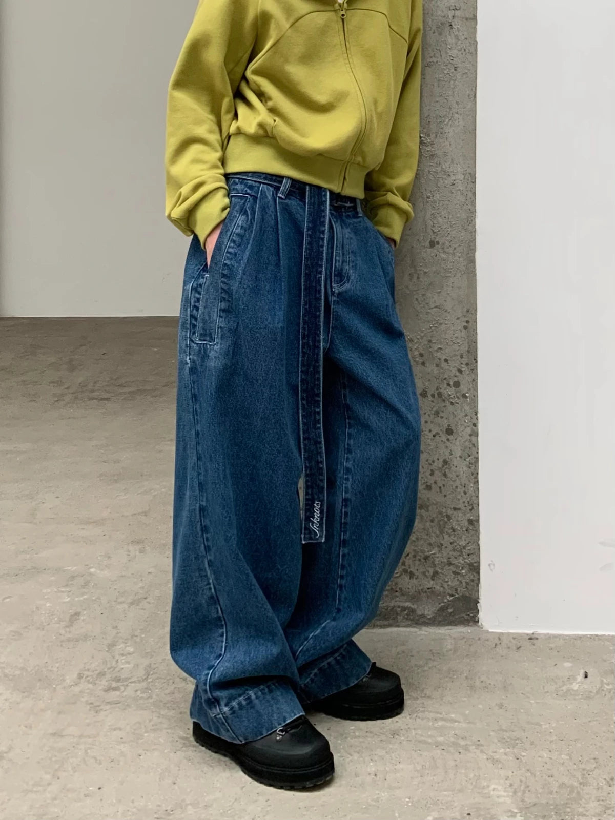 Tread | Indigo Wide Belted Jeans