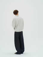 Cotton Polo-Collar Boxy Sweatshirt