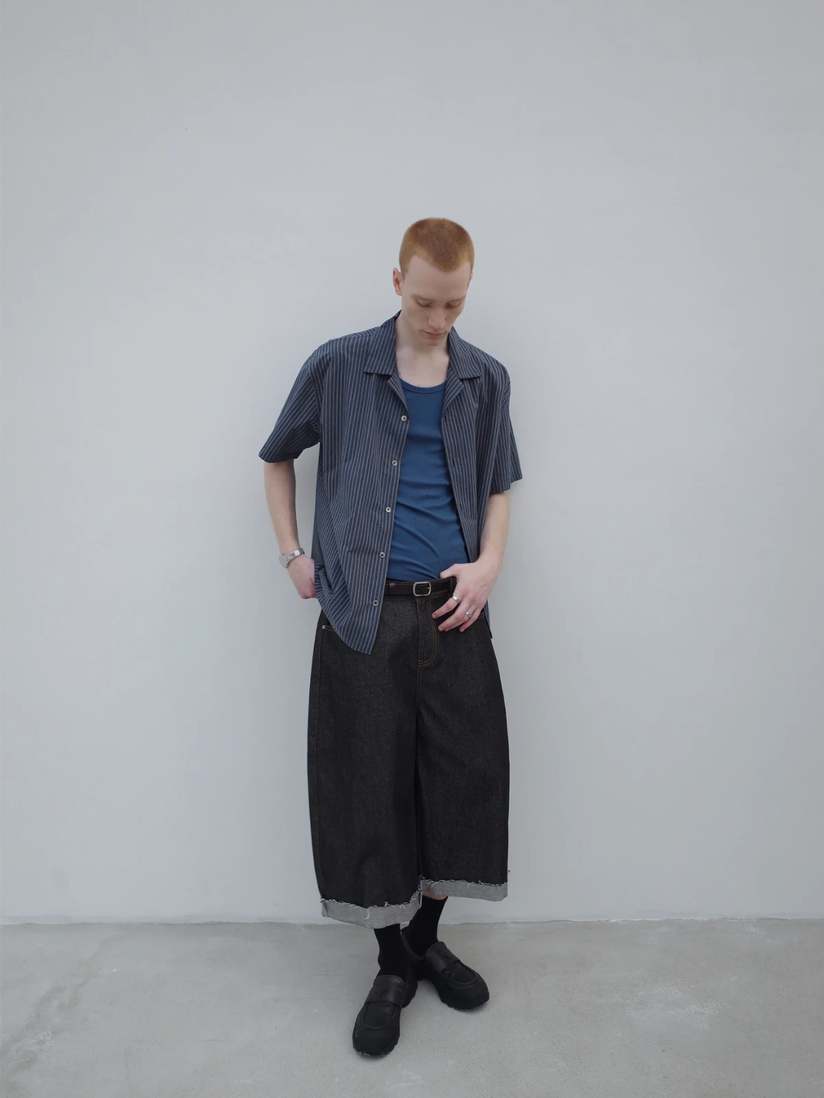 Knot | Indigo Raw Denim Cuffed Shorts