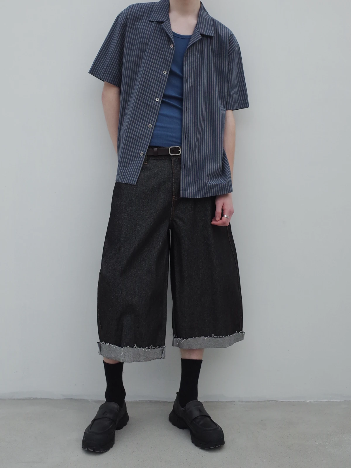 Knot | Indigo Raw Denim Cuffed Shorts