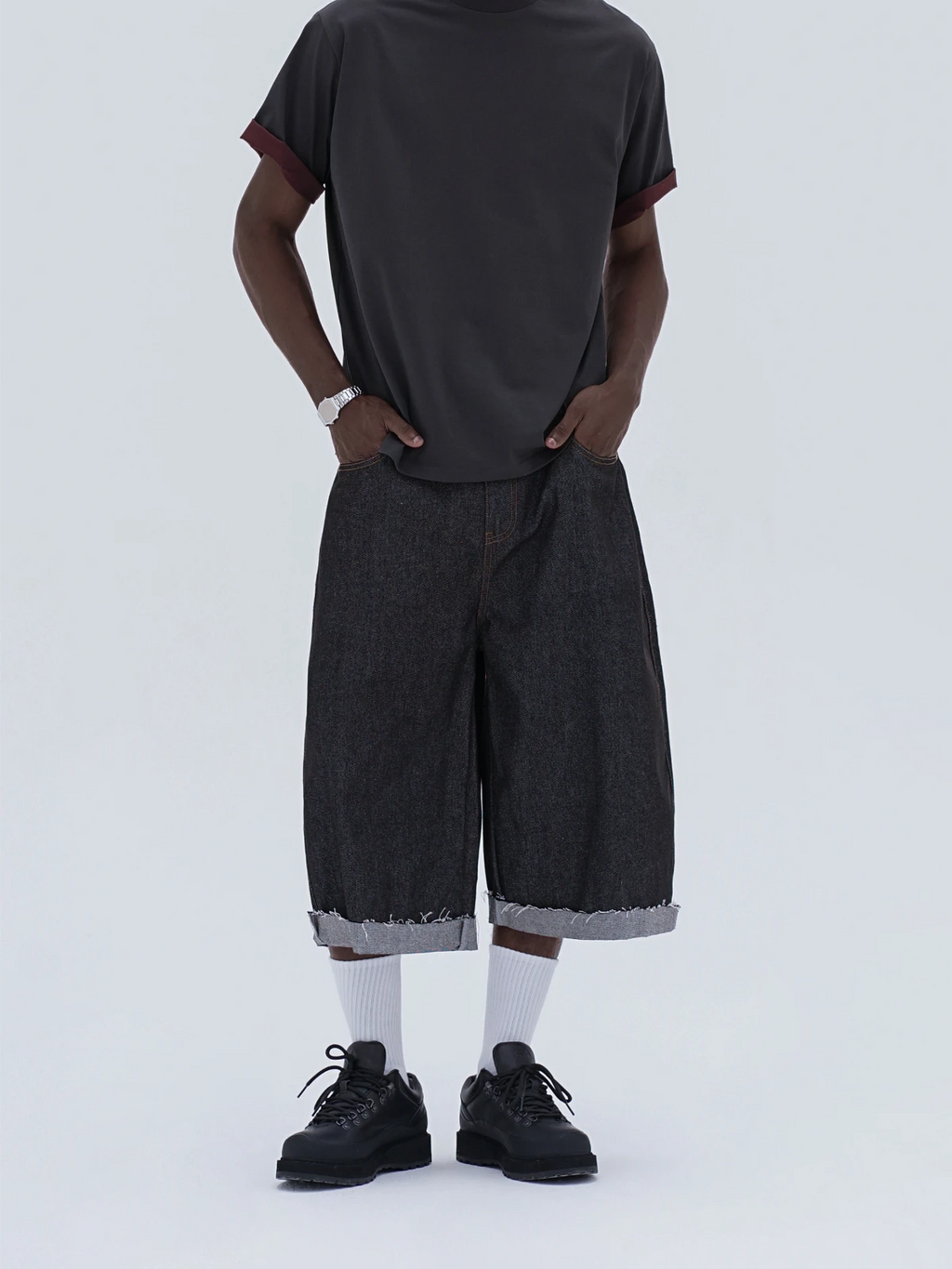 Knot | Denim Raw Cuffed Shorts