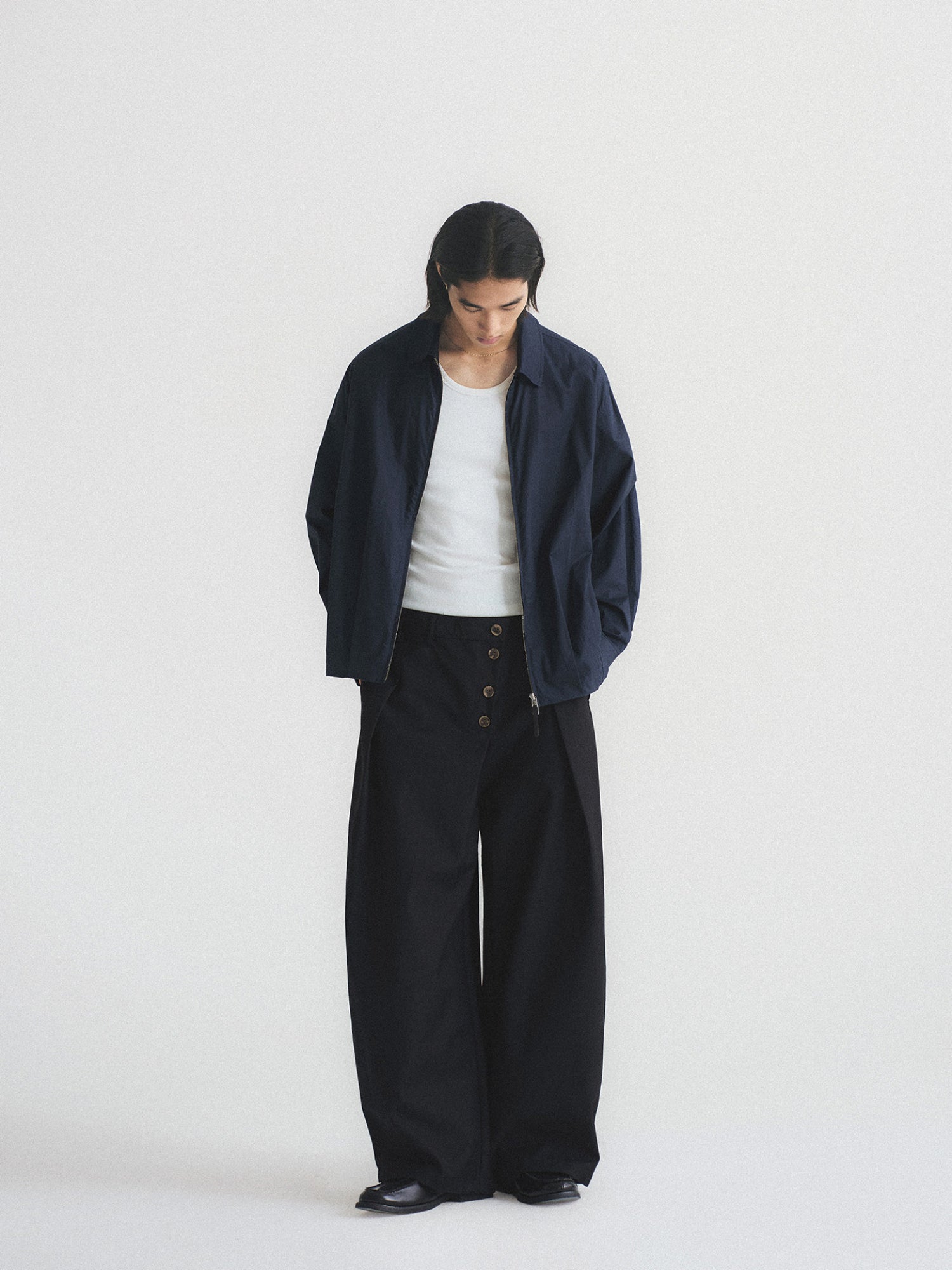 Thread | Asymmetric Pleat Wide-Leg Trousers