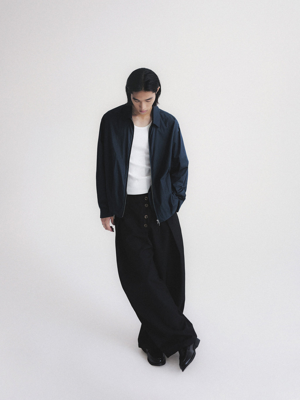 Thread | Asymmetric Pleat Wide-Leg Trousers