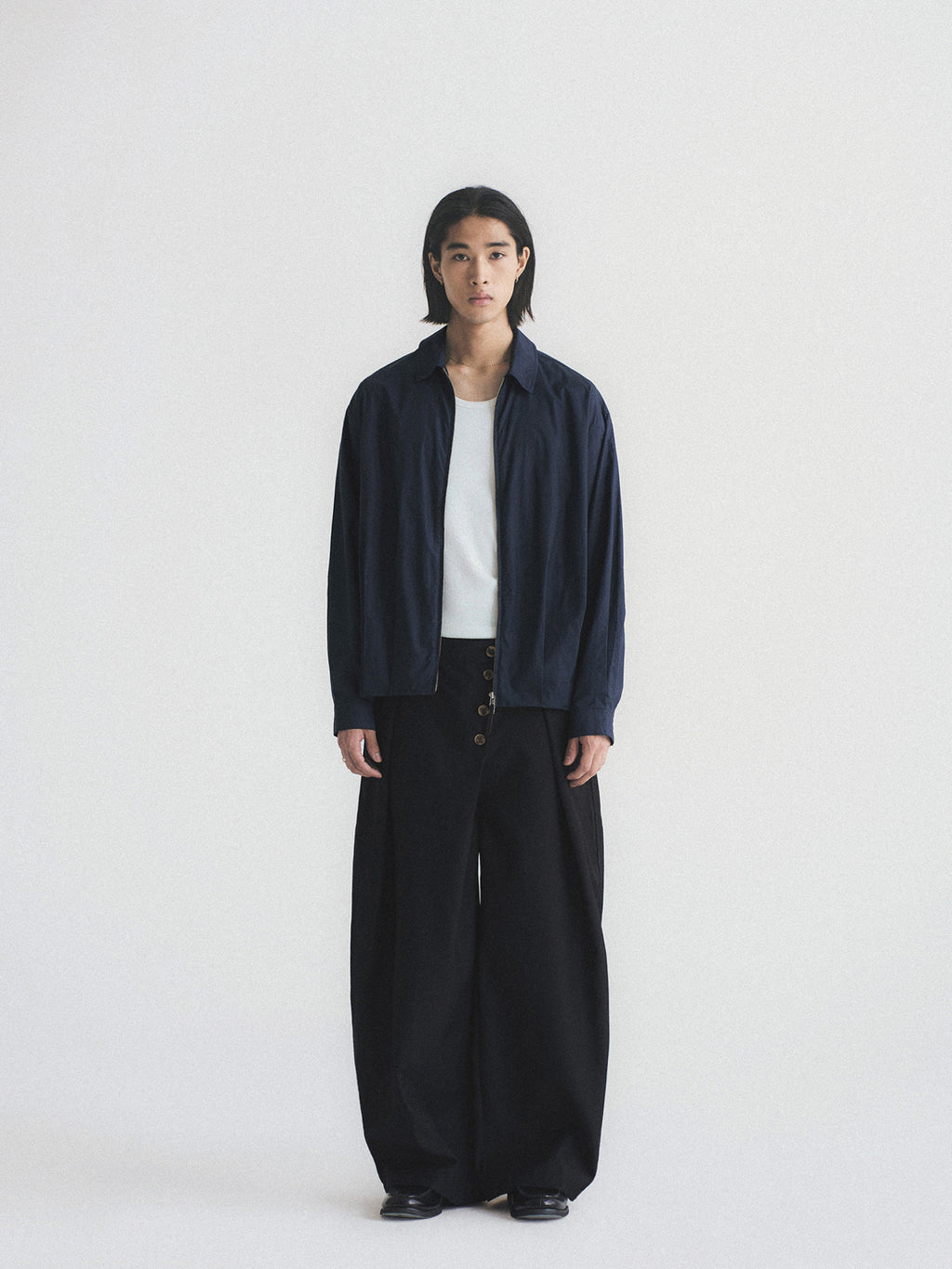 Thread | Asymmetric Pleat Wide-Leg Trousers
