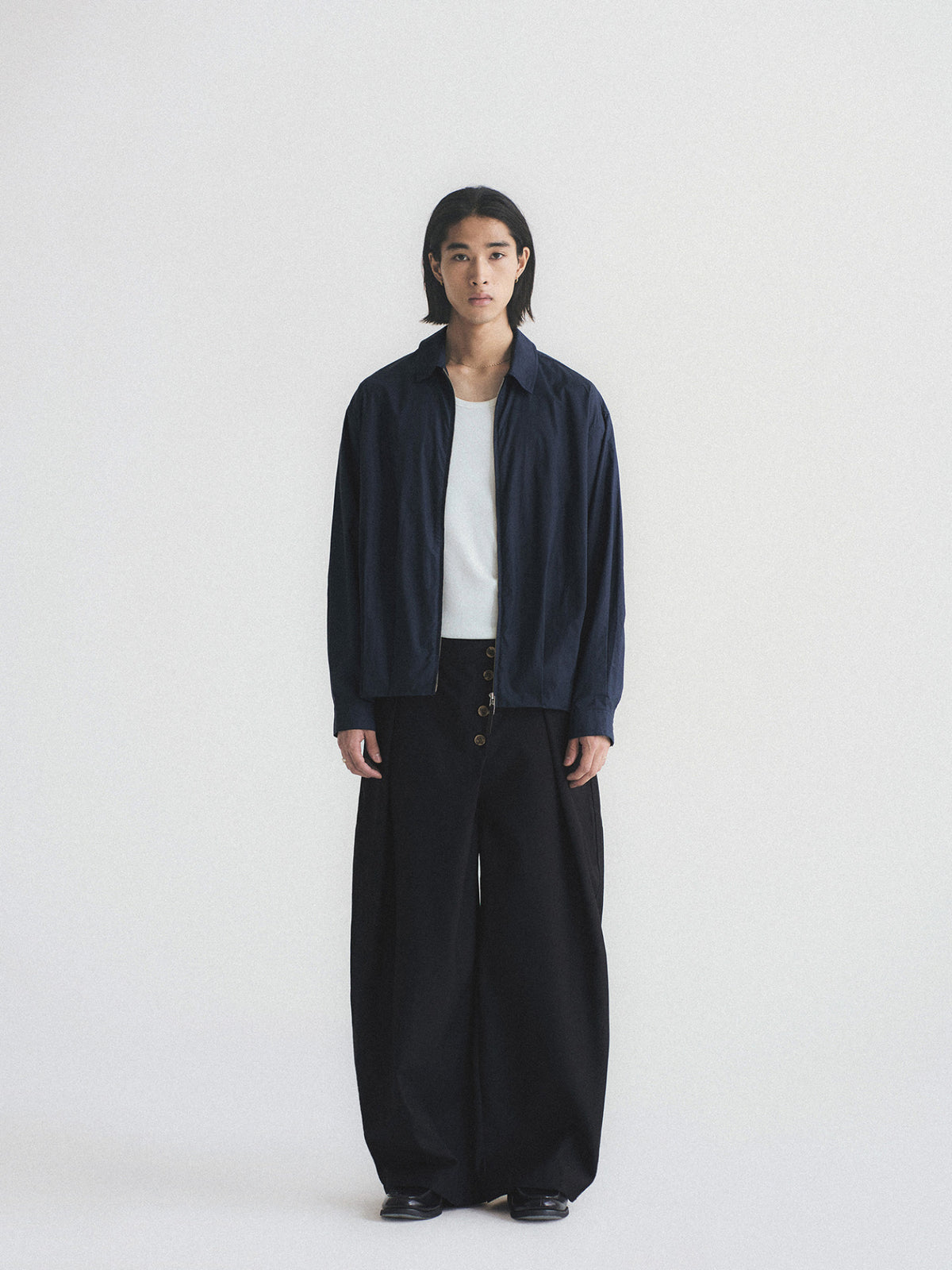 Thread | Asymmetric Pleat Wide-Leg Trousers