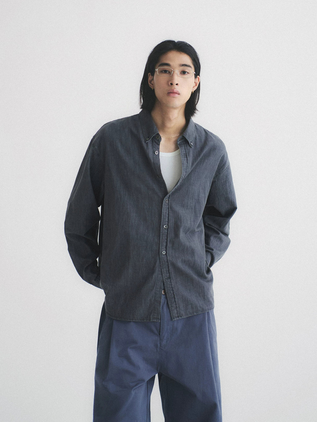 Textured Drop Shoulder L/S Shirt