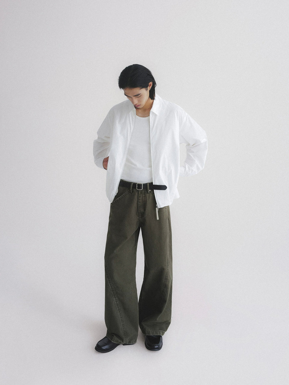 Contrast Stitch Washed Wide Leg Jeans