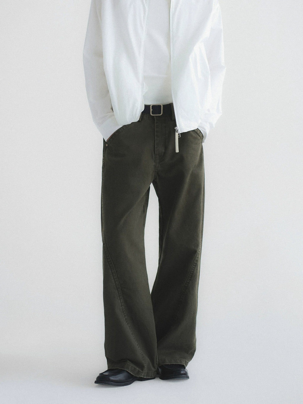 Contrast Stitch Washed Wide Leg Jeans