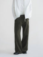Contrast Stitch Washed Wide Leg Jeans