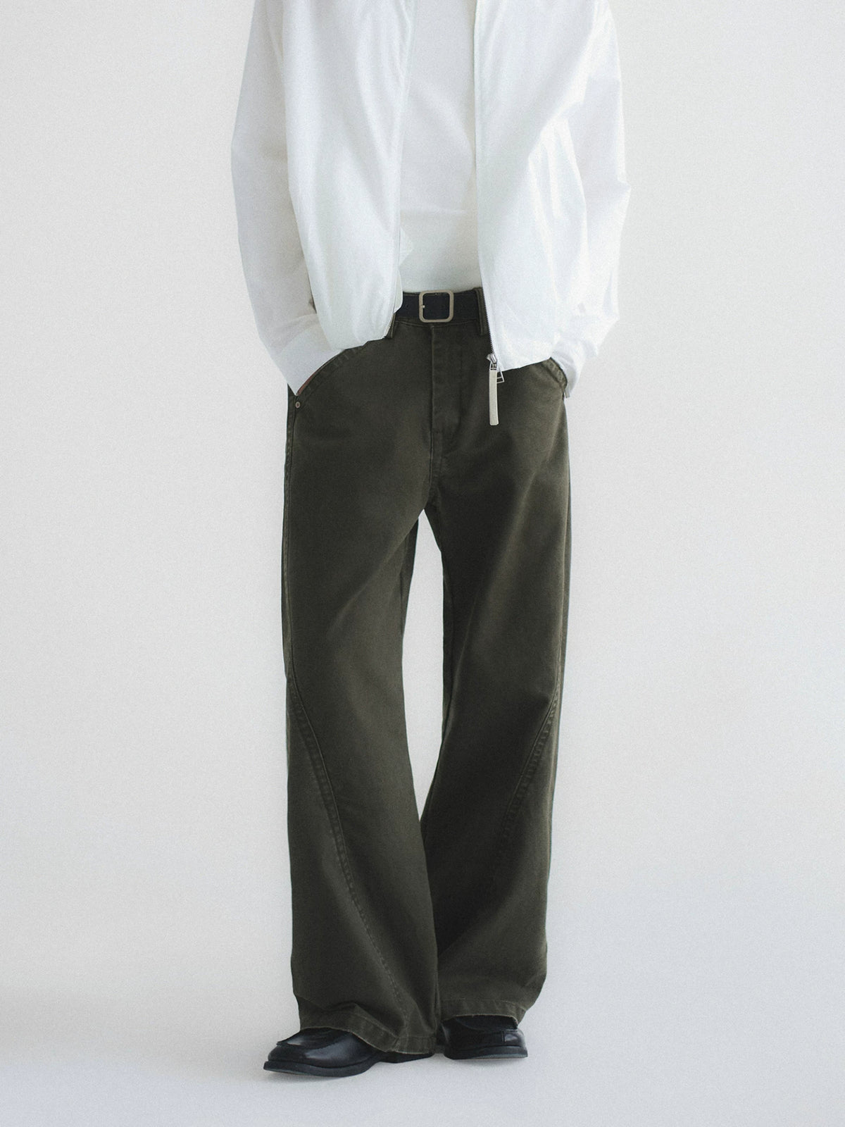Contrast Stitch Washed Wide Leg Jeans