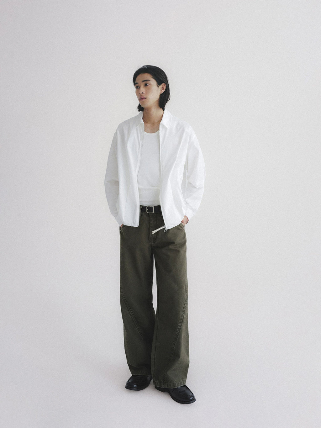 Contrast Stitch Washed Wide Leg Jeans