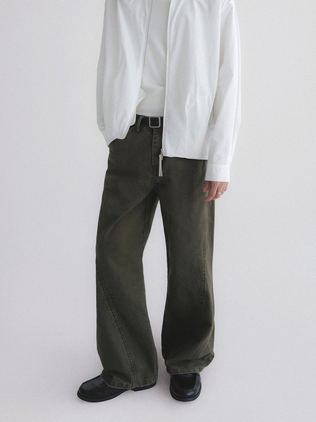 Contrast Stitch Washed Wide Leg Jeans
