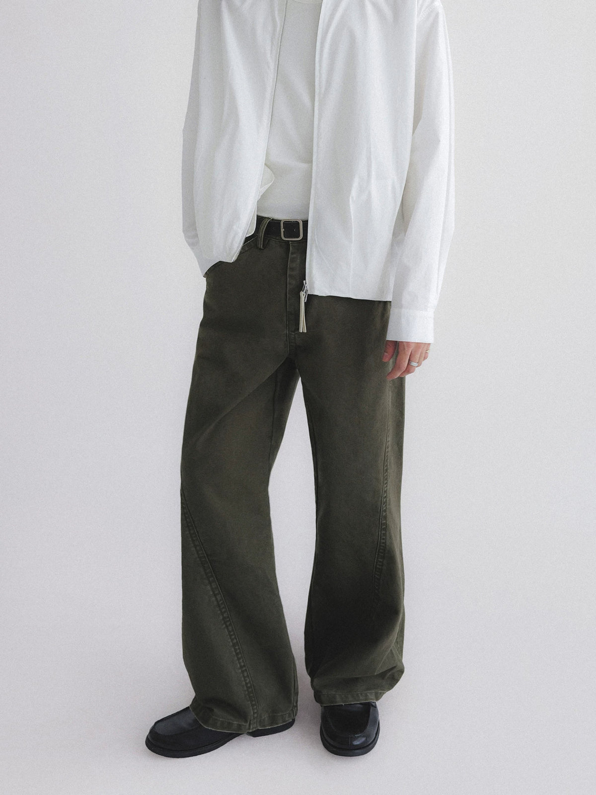 Contrast Stitch Washed Wide Leg Jeans