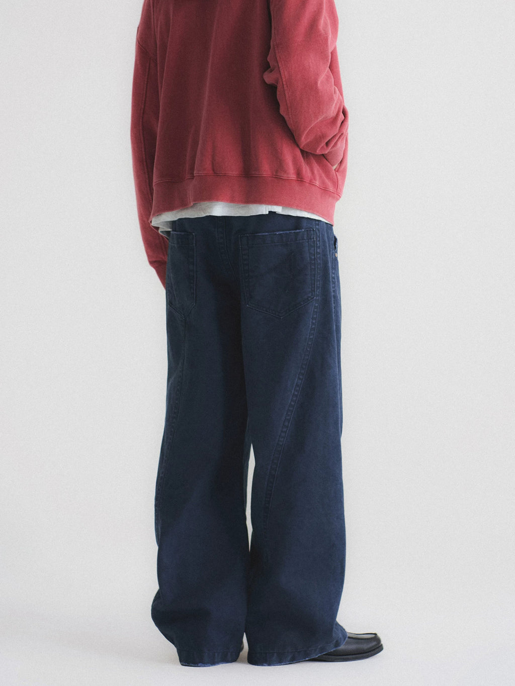 Contrast Stitch Washed Wide Leg Jeans