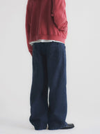Contrast Stitch Washed Wide Leg Jeans