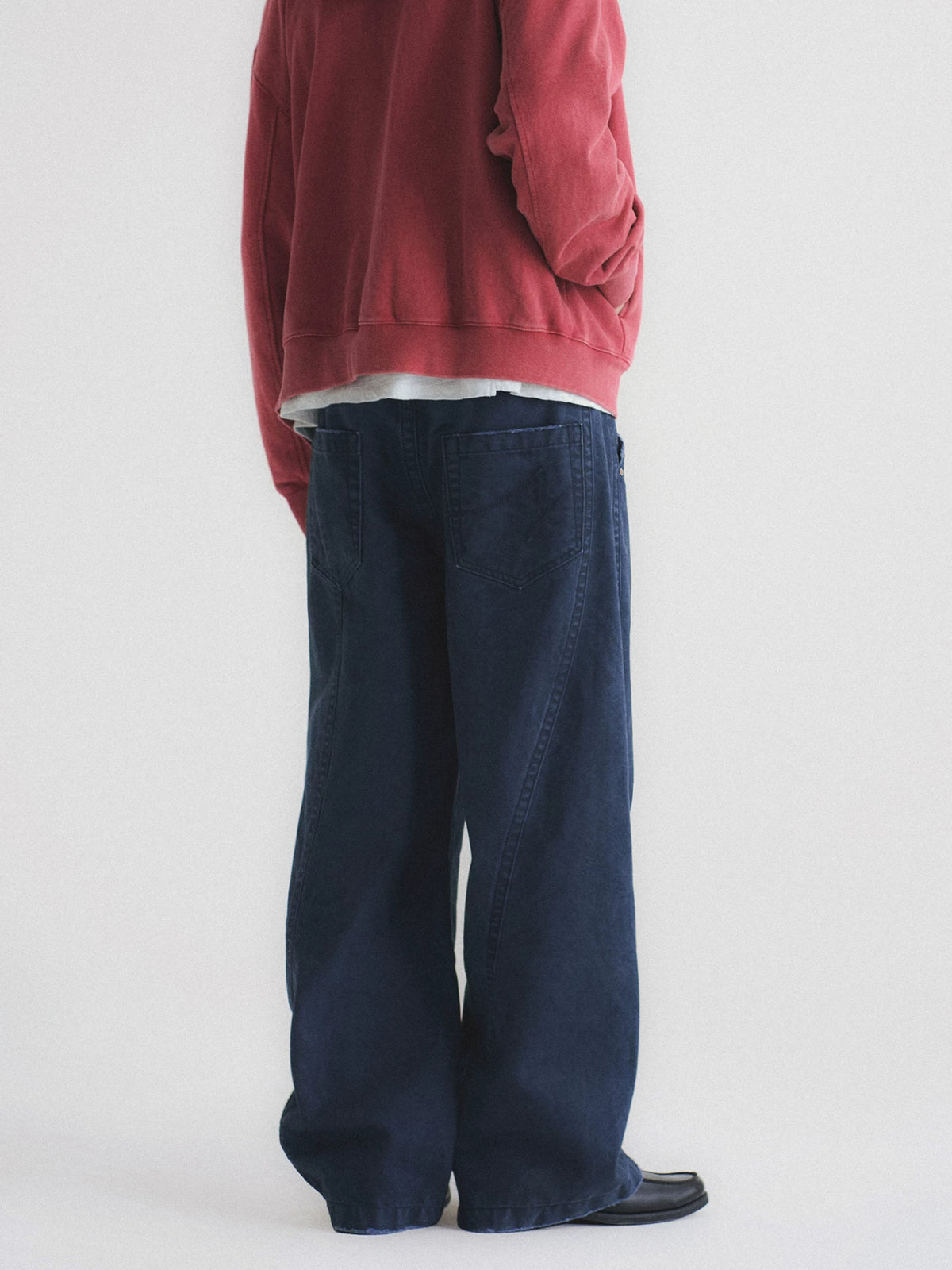 Contrast Stitch Washed Wide Leg Jeans