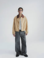 Faded Wash Button Fly Wide Straight Jeans