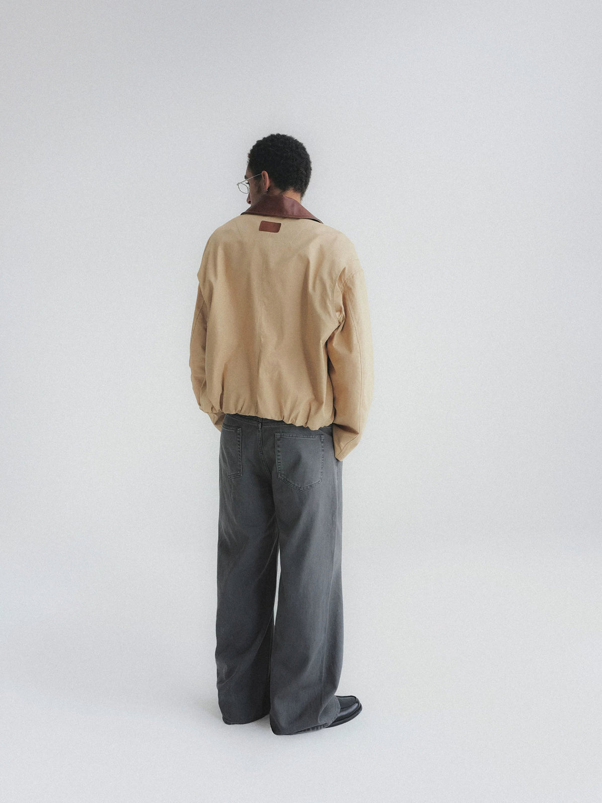 Faded Wash Button Fly Wide Straight Jeans