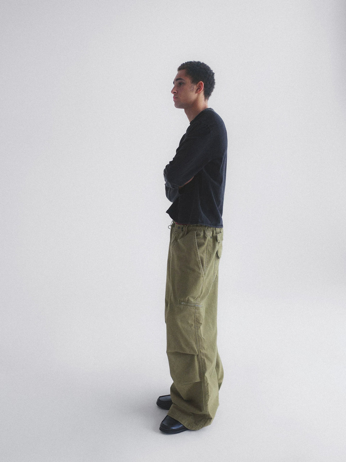 Hidden Check Wide Leg Cargo Pants