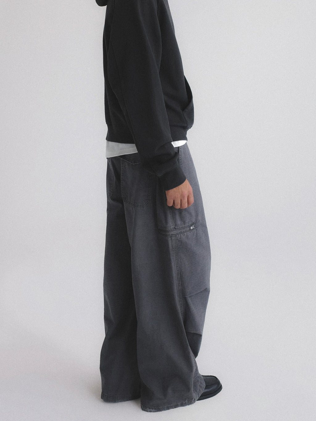 Hidden Check Wide Leg Cargo Pants