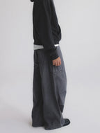 Hidden Check Wide Leg Cargo Pants