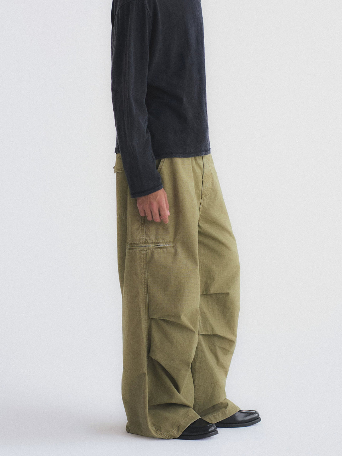 Hidden Check Wide Leg Cargo Pants