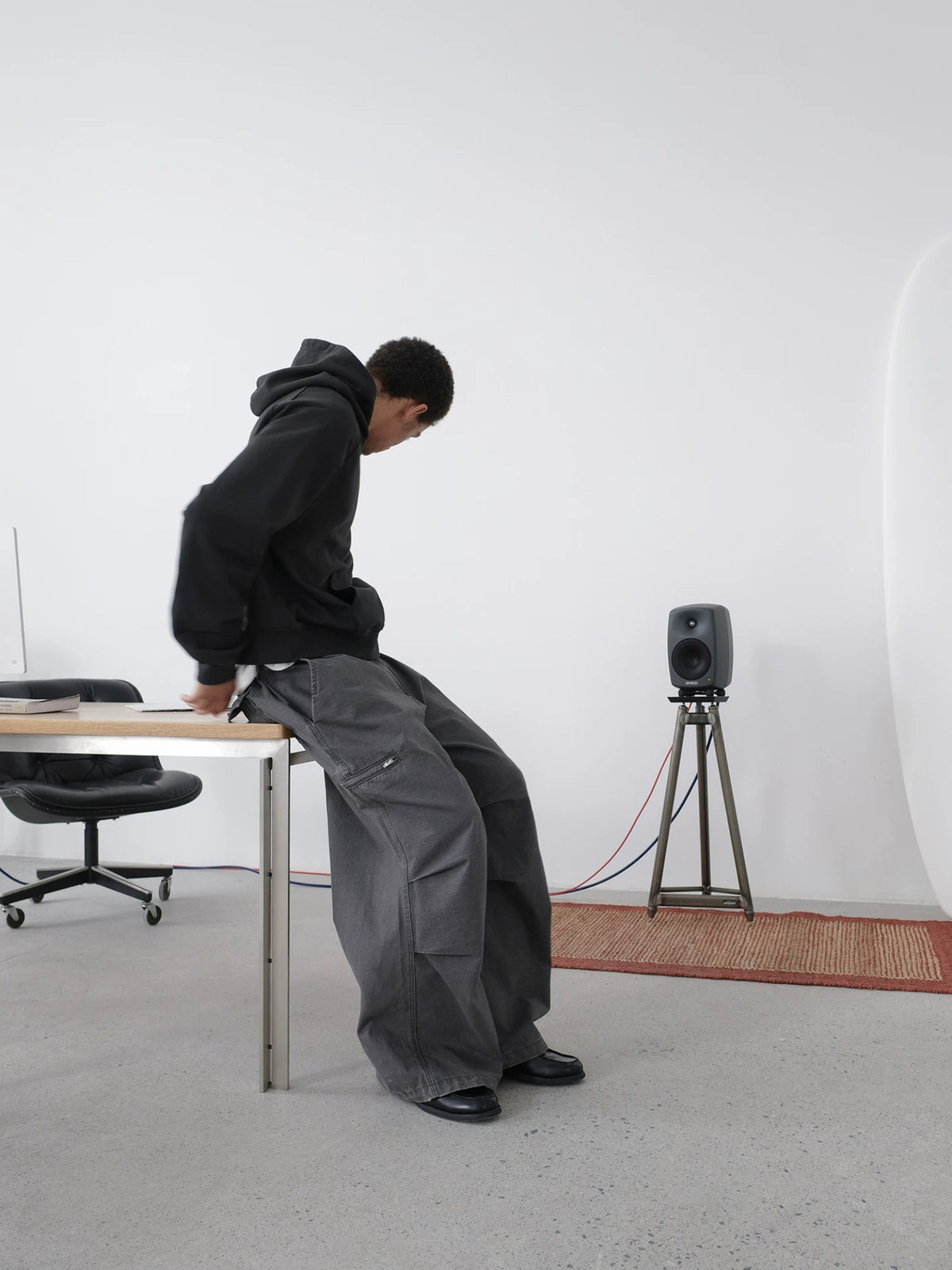Hidden Check Wide Leg Cargo Pants