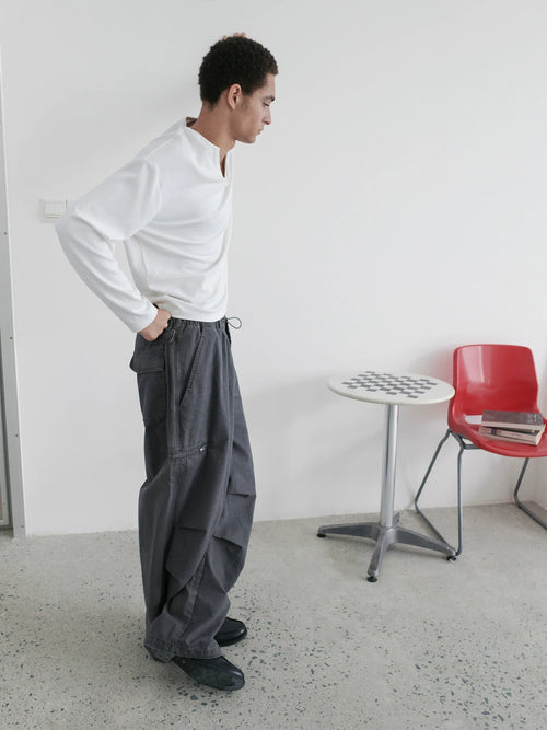 Hidden Check Wide Leg Cargo Pants