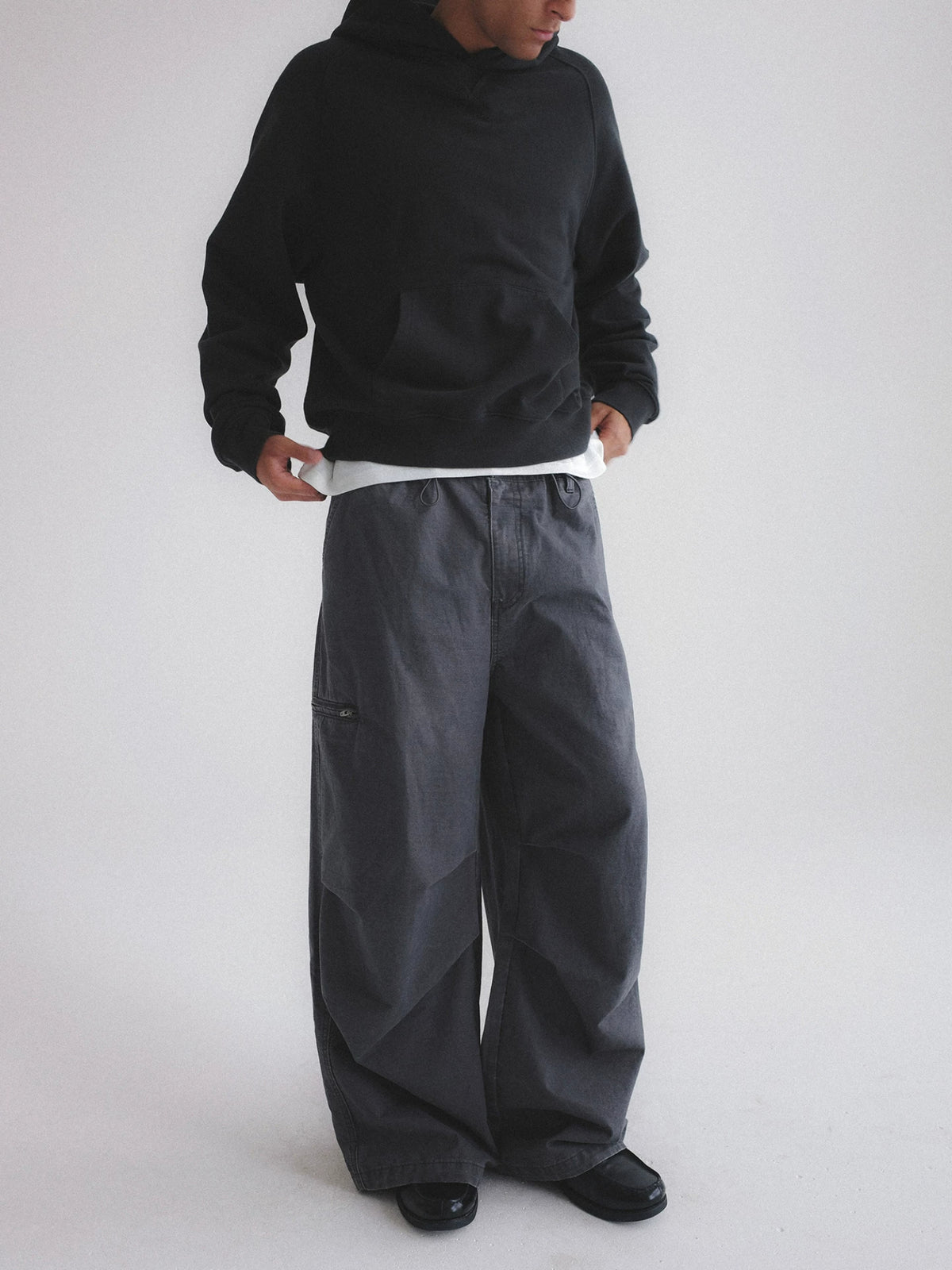 Hidden Check Wide Leg Cargo Pants