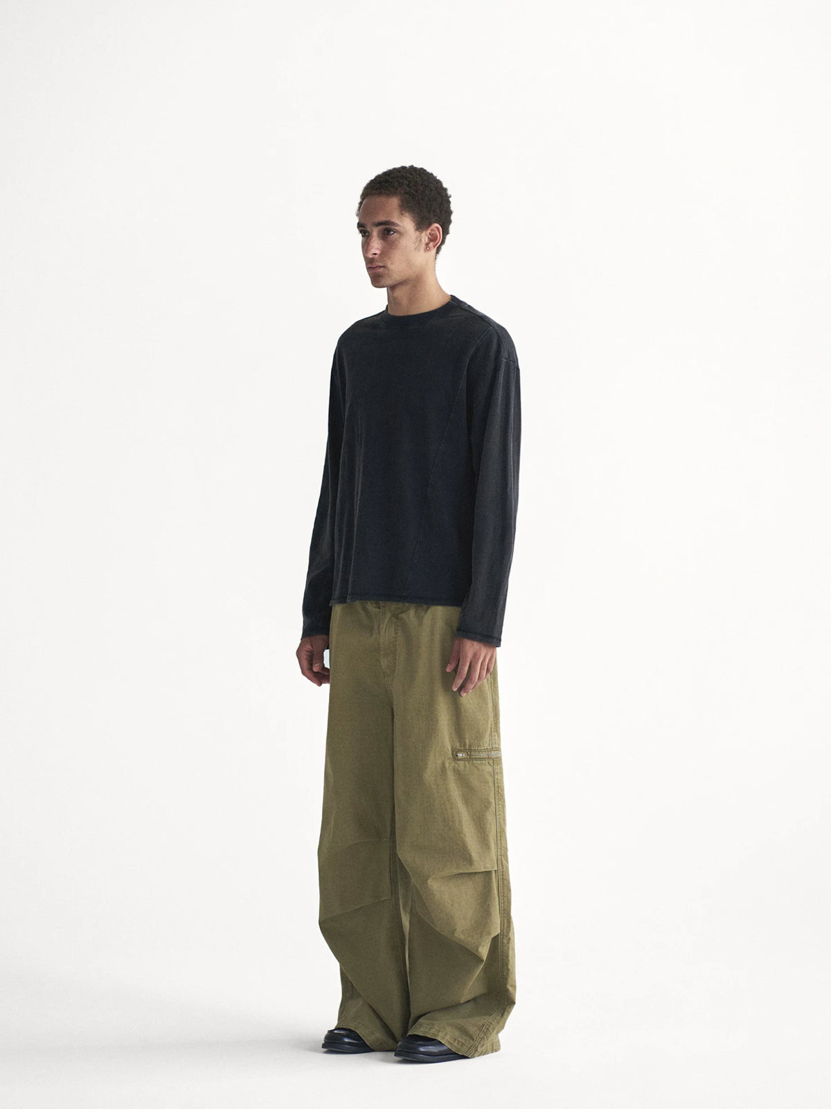 Hidden Check Wide Leg Cargo Pants