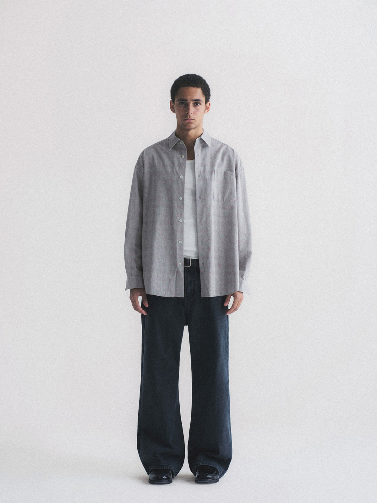 Thread | Cotton-Linen Check Oversized Shirt