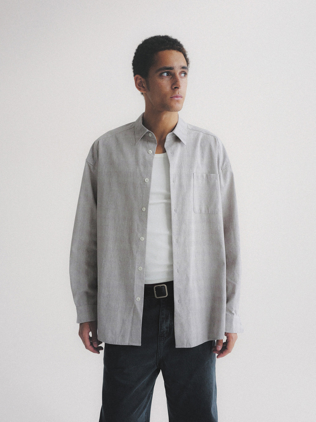 Thread | Cotton-Linen Check Oversized Shirt