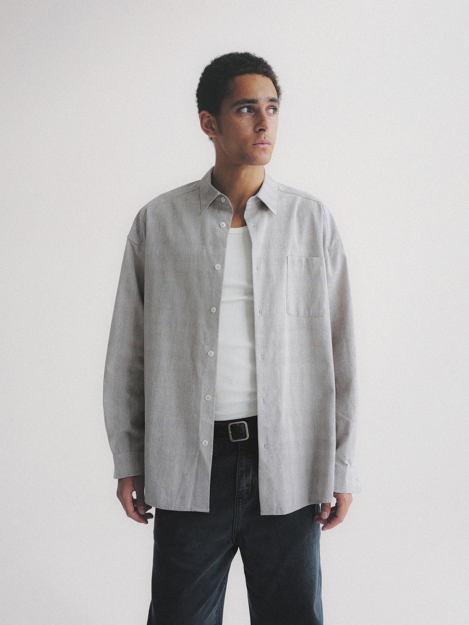 Thread | Cotton-Linen Check Oversized Shirt