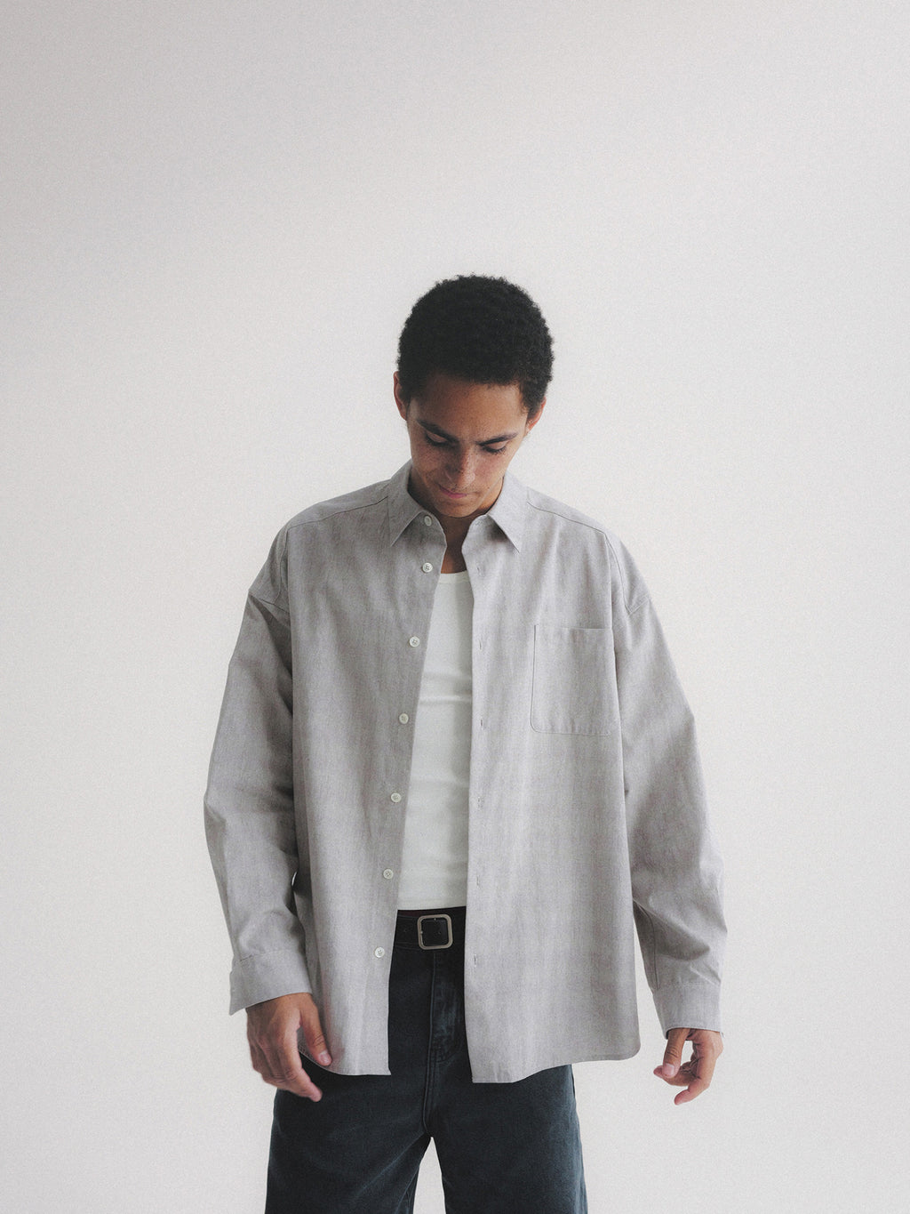 Thread | Cotton-Linen Check Oversized Shirt