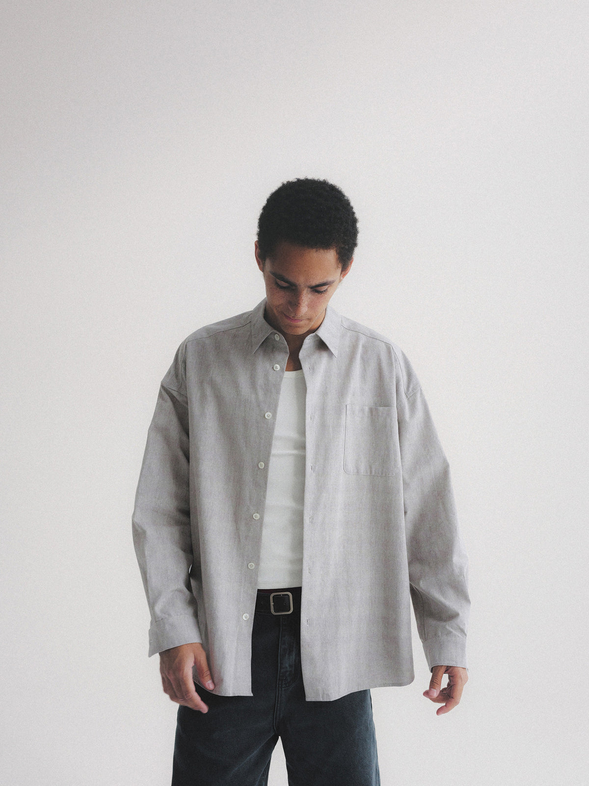 Thread | Cotton-Linen Check Oversized Shirt
