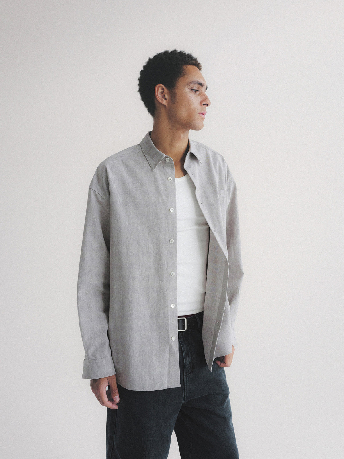 Thread | Cotton-Linen Check Oversized Shirt