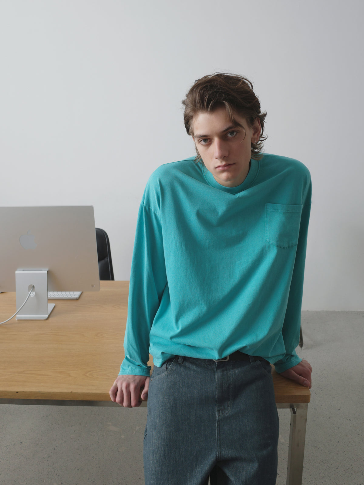 Garment-Dyed Patch Pocket L/S Tee