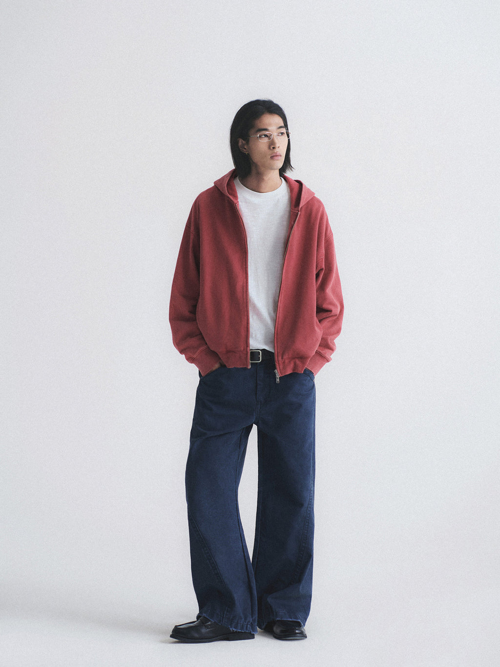 Knot | Washed Mauve Boxy Full-Zip Hoodie