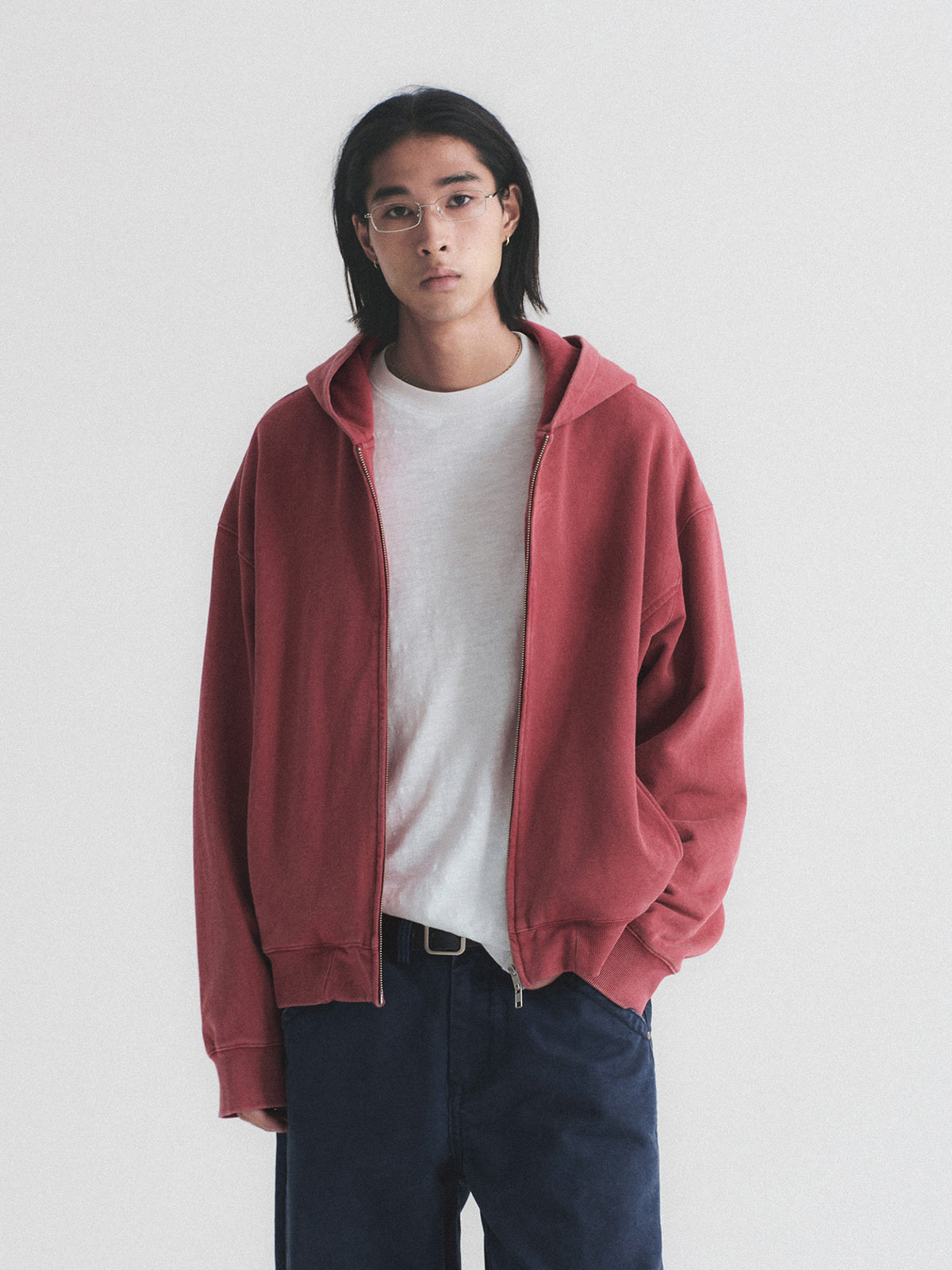 Knot | Washed Mauve Boxy Full-Zip Hoodie