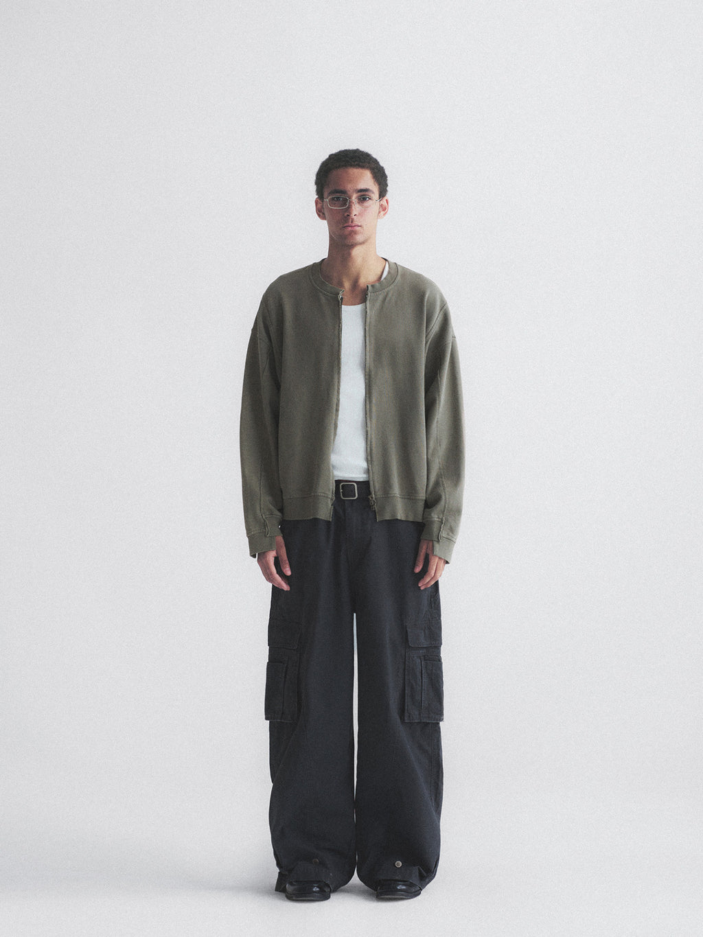Thread | Distressed Boxy Zip-Up Sweatshirt