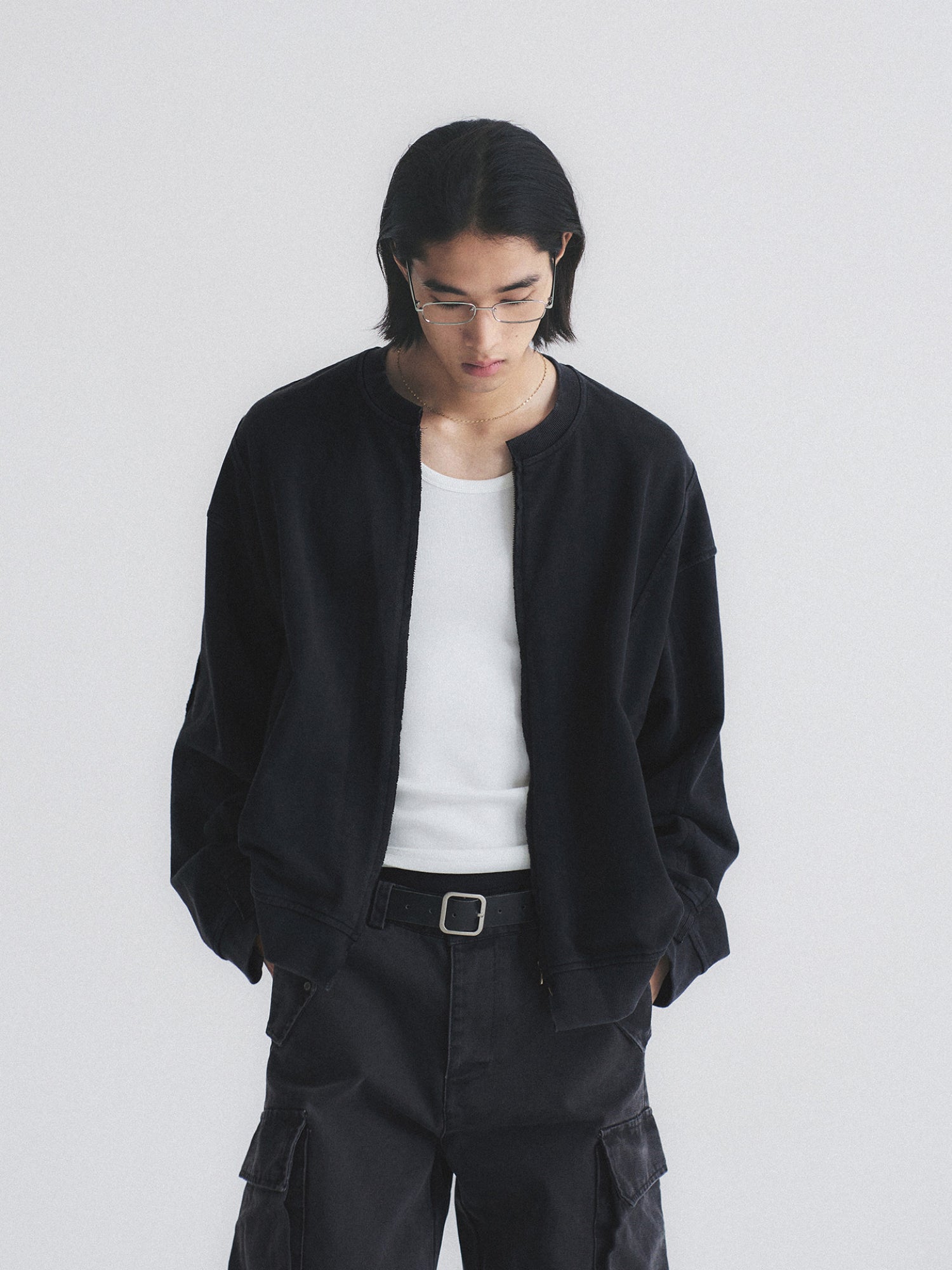 Thread | Distressed Boxy Zip-Up Sweatshirt