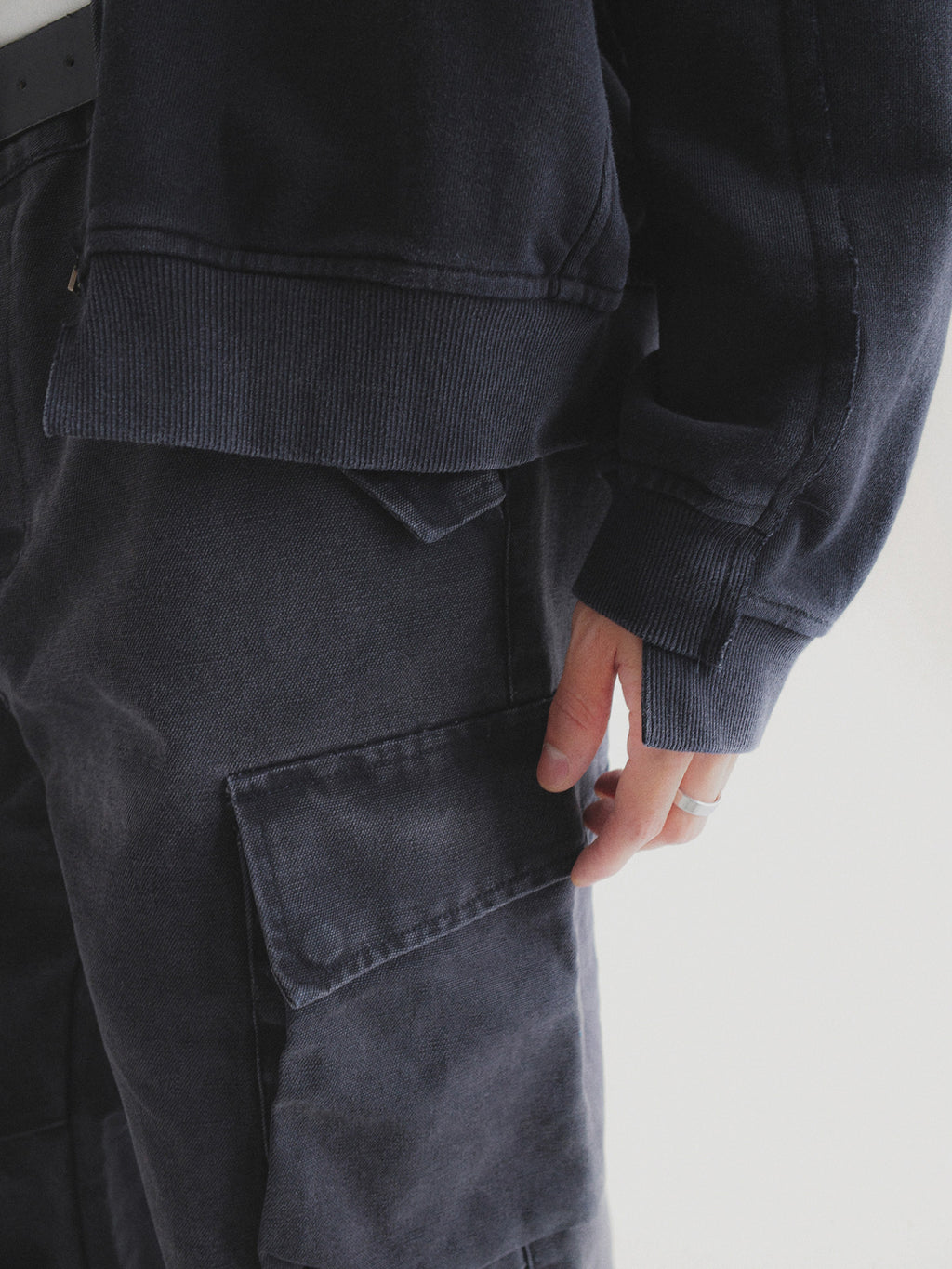 Thread | Distressed Boxy Zip-Up Sweatshirt