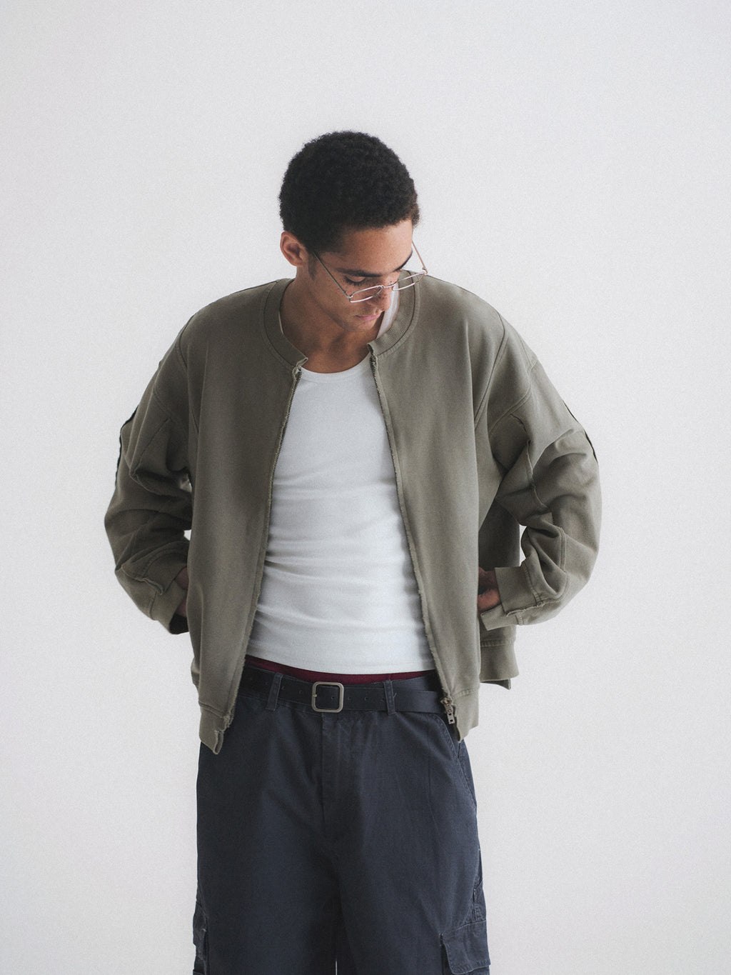 Thread | Distressed Boxy Zip-Up Sweatshirt