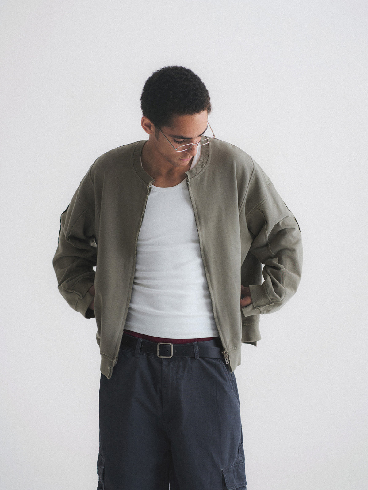 Thread | Distressed Boxy Zip-Up Sweatshirt