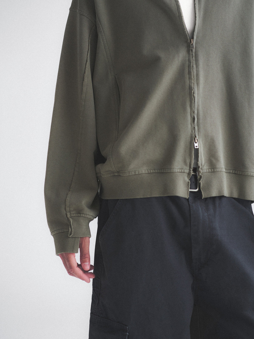 Thread | Distressed Boxy Zip-Up Sweatshirt