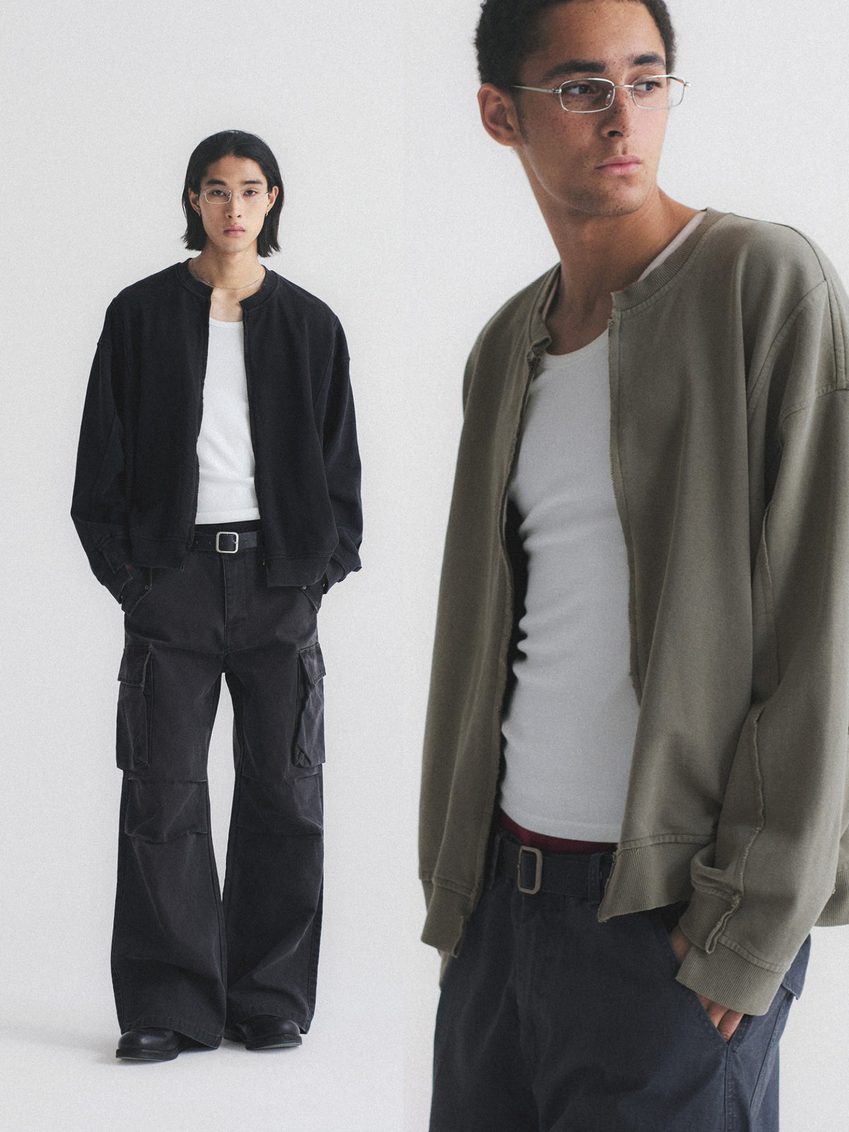 Thread | Distressed Boxy Zip-Up Sweatshirt