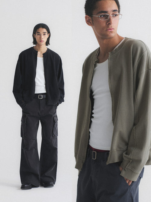 Thread | Distressed Boxy Zip-Up Sweatshirt