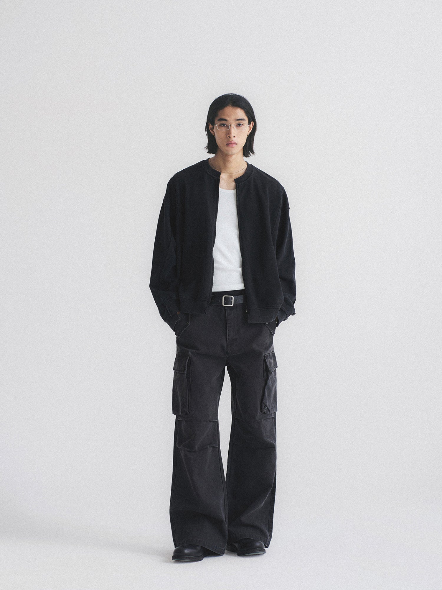 Thread | Distressed Boxy Zip-Up Sweatshirt